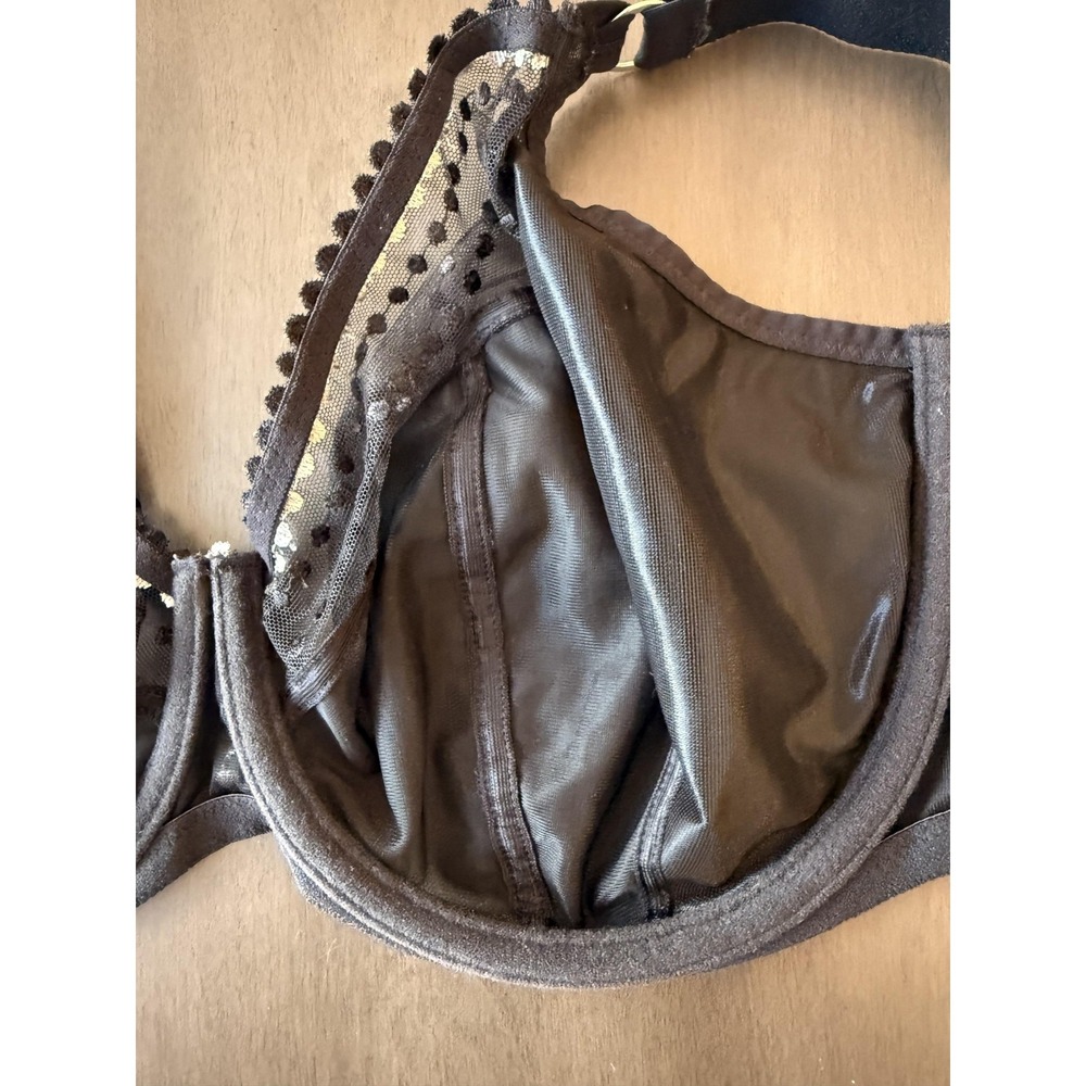 Elomi Matilda Bra Womens UK 34H Black Underwire Sheer Mesh Plunge Unlined J-Hook - Picture 9 of 14